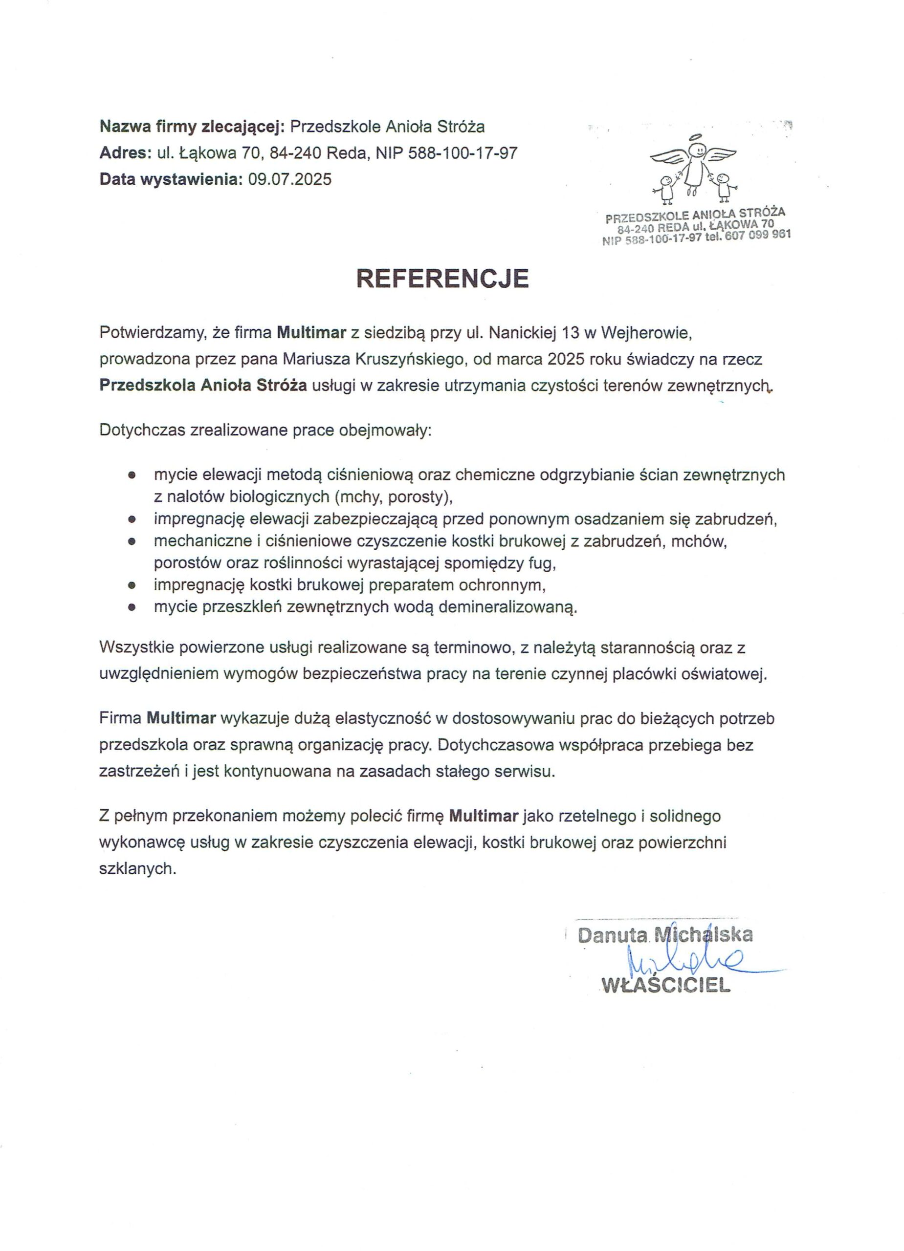 Referencje Przedszkole Anioła Stróża